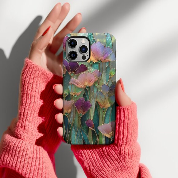 Floral Stained Glass Luxe IPhone 16,15,14,13 (Pro Max,Pro,Plus) Phone Case - Picture 9 of 14